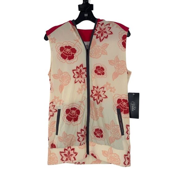 VIDA Jackets & Blazers - Vida Activewear Women's Pink Floral Zip Pocket Hooded‎ Vest Size Small NWT